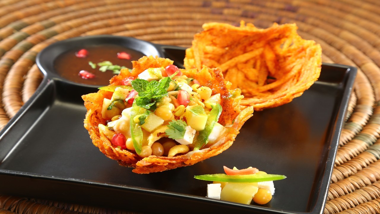 Tokri Chaat with Pastry Baskets
