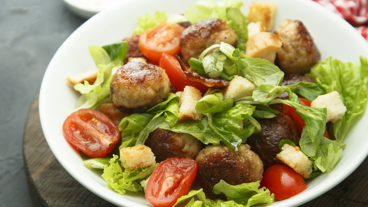 Warm Salad of Lamb Meatballs with Chilli, Lime and Coriander Dressing
