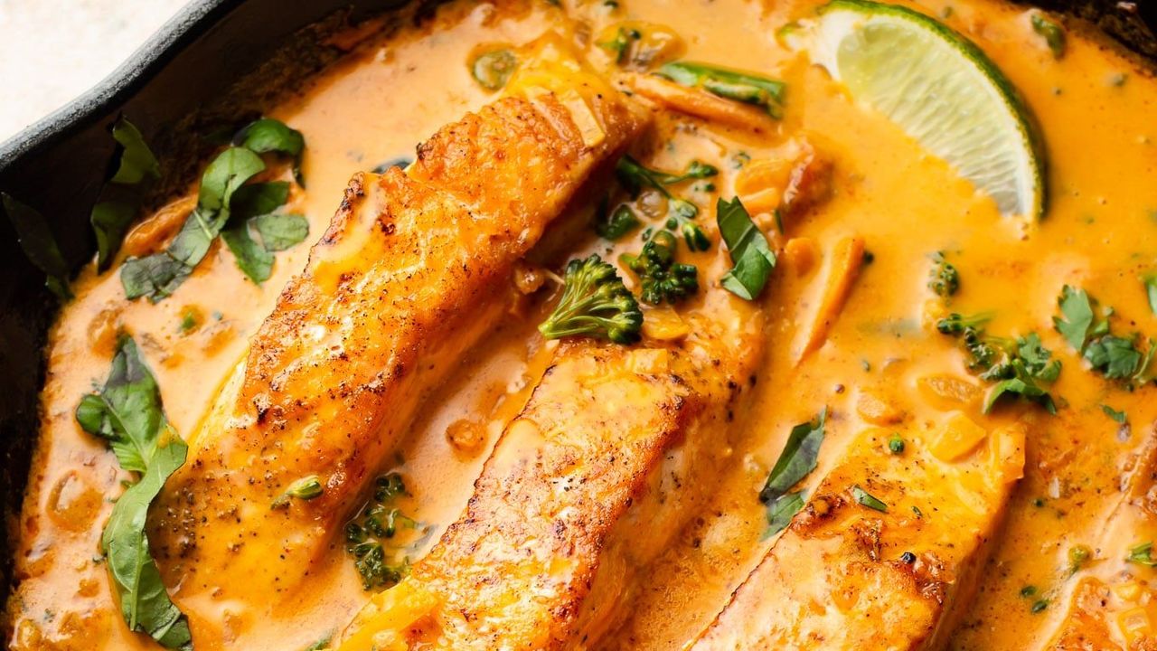 Romantic Creamy Coconut Salmon Curry