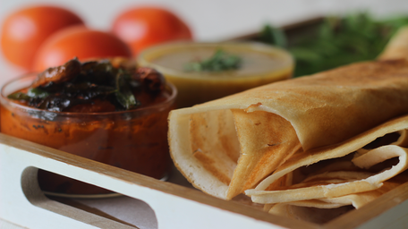 Rice Paper Pancakes with Chilli Vegetables and Asian Slaw