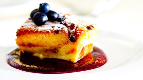 Blueberry, Lemon Curd & Brioche Pudding