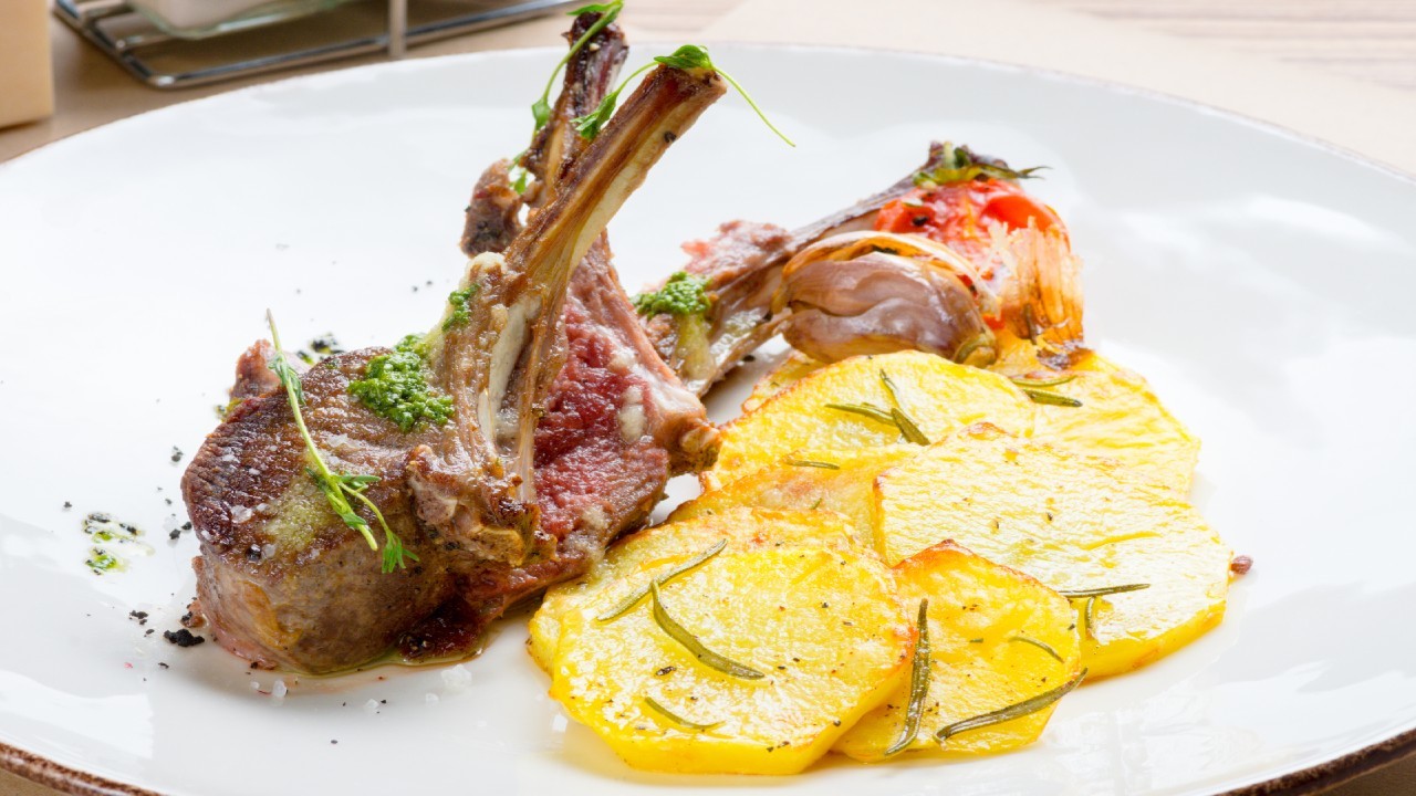 Pan Seared Lamb Chops with Crushed Potatoes