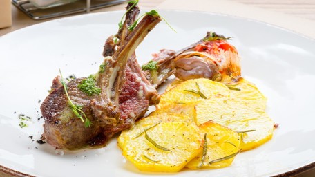 Pan Seared Lamb Chops with Crushed Potatoes