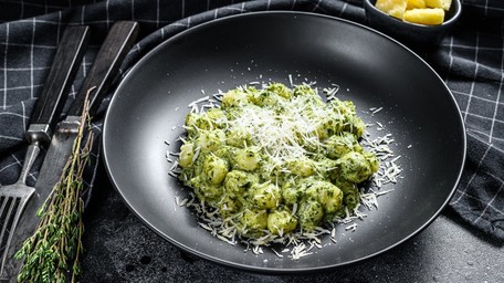 Potato & Carrot Gnocchi with Pesto Cream