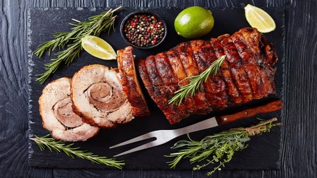 BBQ Nduja Stuffed Pork Roulade with Potato Salad