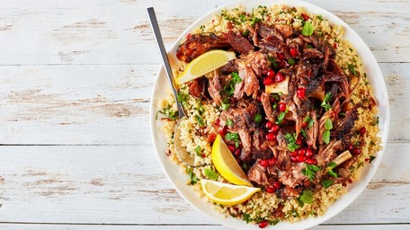 Spiced Couscous with Crispy Lamb Shoulder and Mint