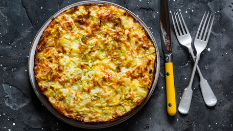Potato, Leek & Gruyère Frittata with Herby Green Drizzle