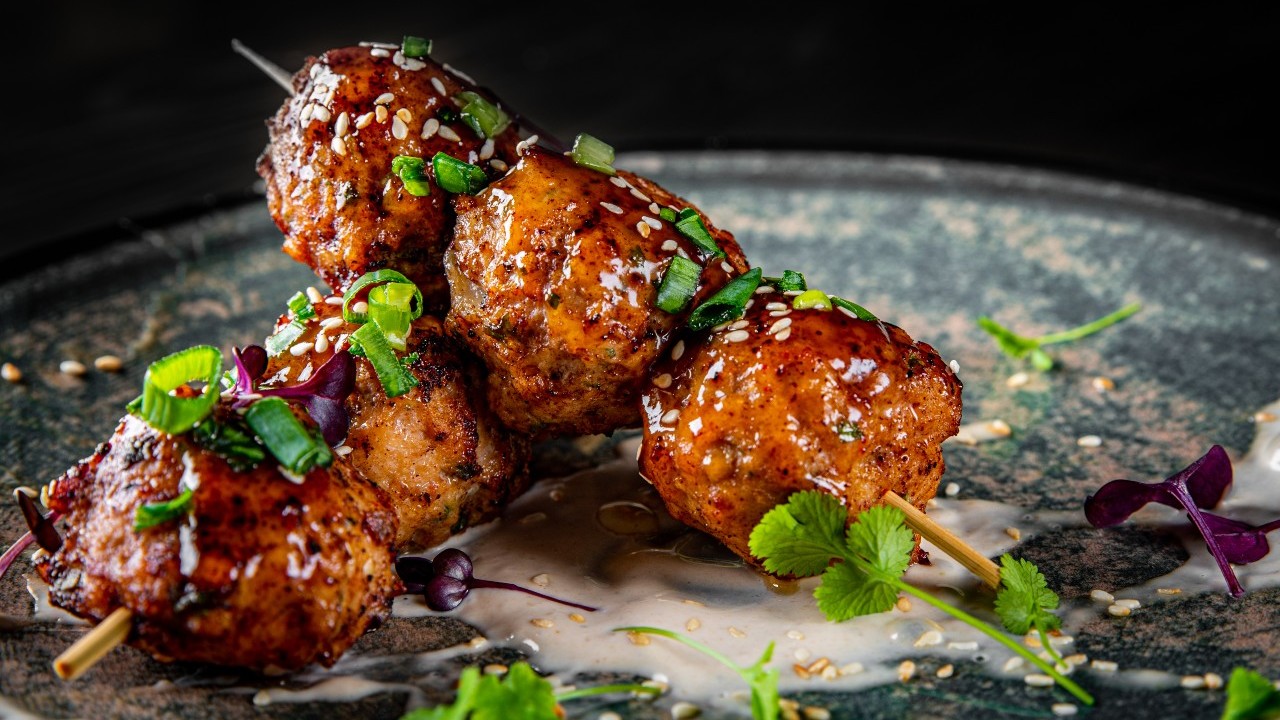 Beef Meatball Skewers