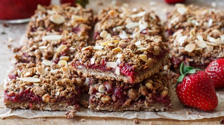 Elderflower Strawberry Bay Jam Oat Bars