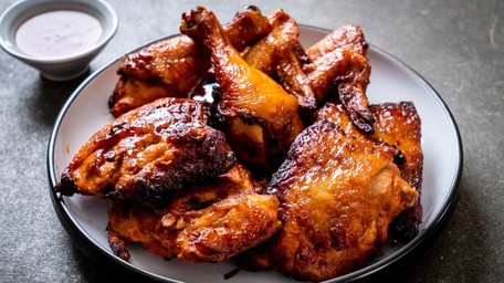 Smokey BBQ Chicken Wings with Alabama White BBQ Sauce