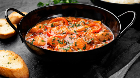 Salmon with Chunky Vegetable & Tomato Sauce