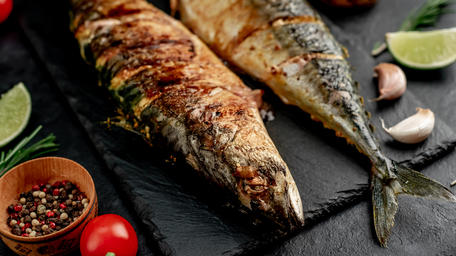 Torched Mackerel with Pickled Red Onion, Watercress, and Mustard Cream