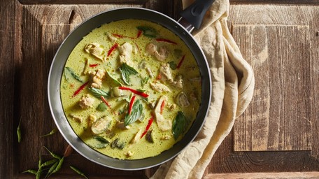 One-Pan Green Curry Dumplings