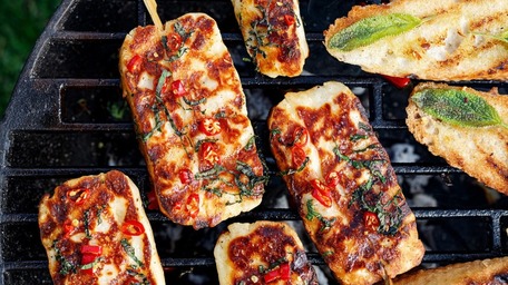 Grilled Irish Halloumi Skewers with Charred Chilli Chimichurri
