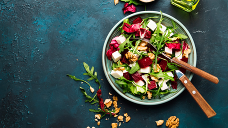 Warm Goats Cheese & Beetroot Salad with Pickled Blackberries