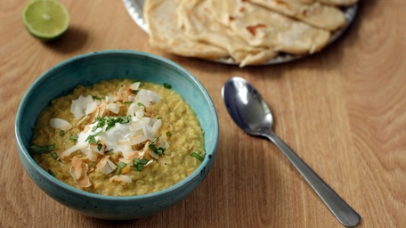Coconut Dhal and Poached eggs