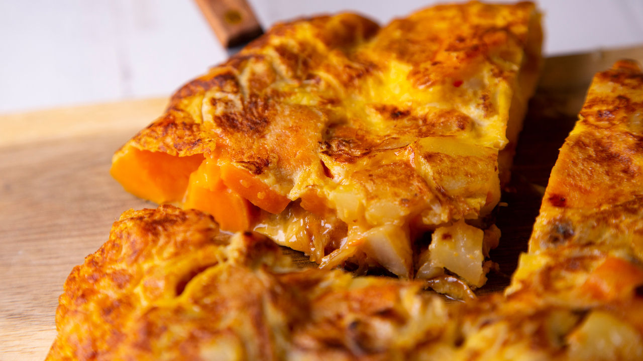 Feta and roasted sweet potato frittata