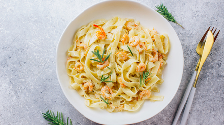 Taglioni Pasta with Prawn, Chilli, Garlic and Courgettes