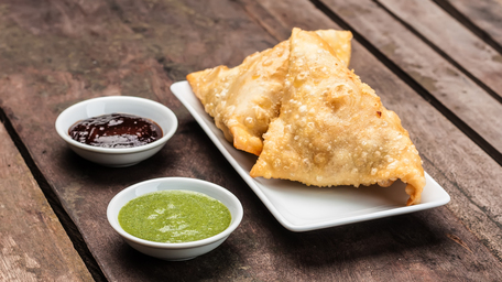 Samosa Swirls with Paneer and Mint & Coriander Chutney