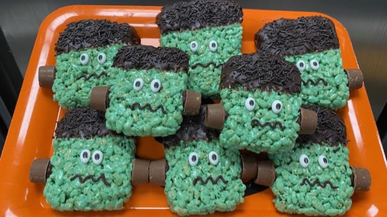Frankenstein Rice Krispie Treats for Halloween