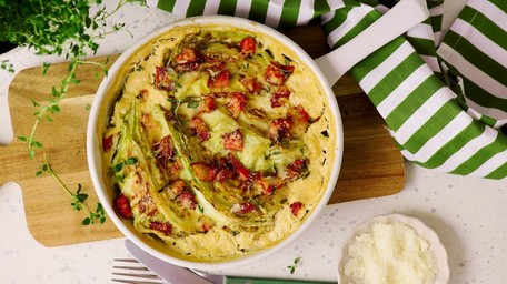 Cabbage Gratin with Bacon & Parmesan