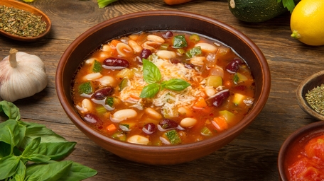 Minestrone with cannellini, pancetta and orzo pasta