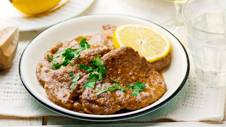 Veal Scaloppine with Lemon, Olives and Herbs
