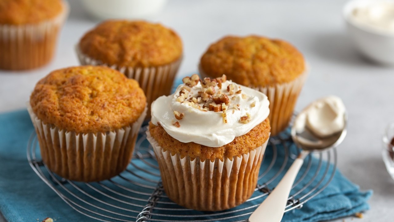 Fresh Butternut Squash Muffins with Cream Cheese Frosting