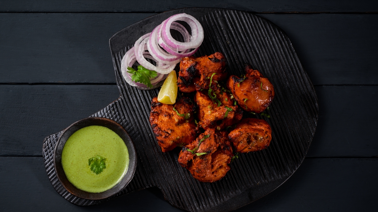 Warm Tandoori Style Chicken and Apple Salad with a Mild Curry Dressing