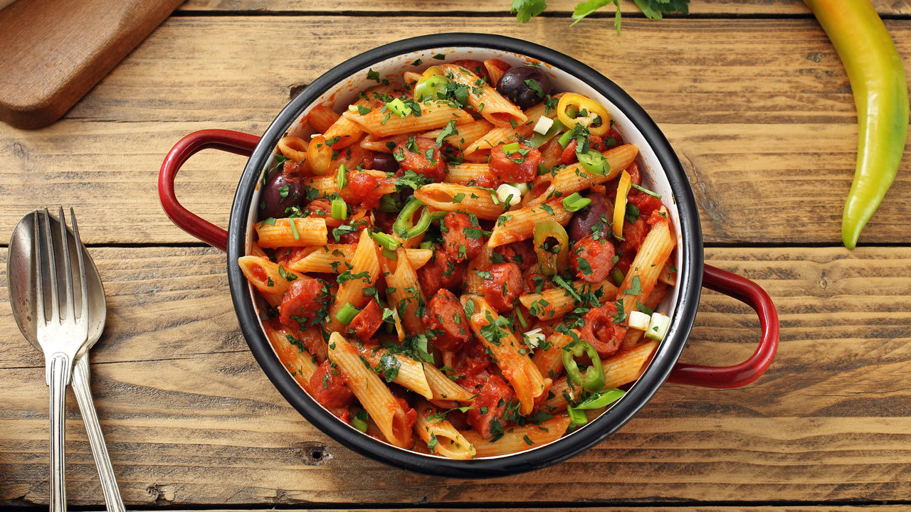 Penne Pasta Salad with Roasted Mediterranean Vegetables