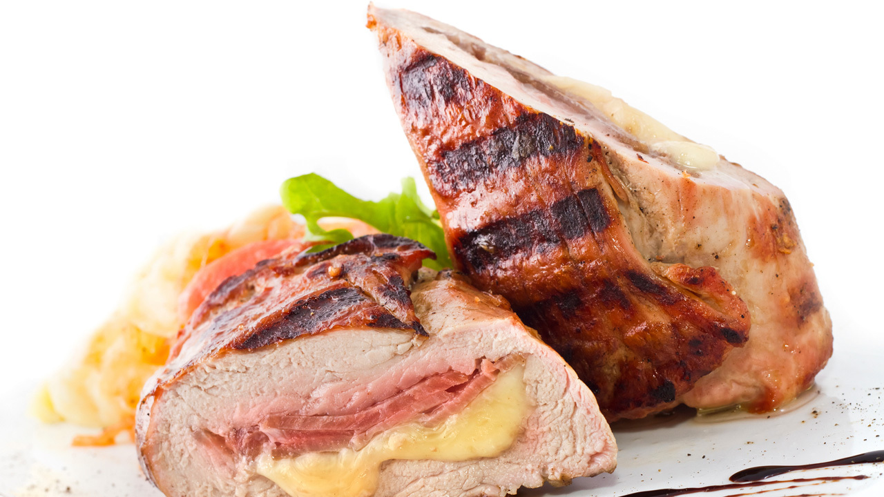 Pork Fillet Saltimbocca with Roast Garlic Mash