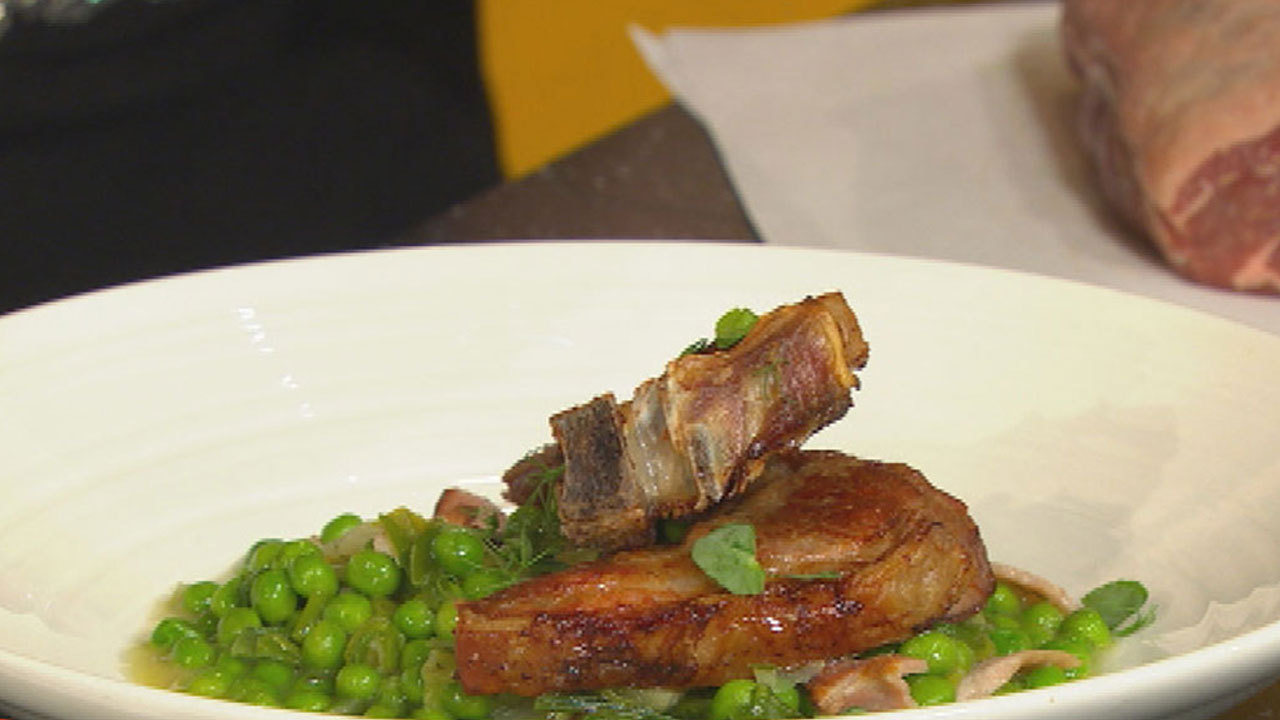 Lamb Chops with Minted New Potatoes and Petit Pois a la Francaise