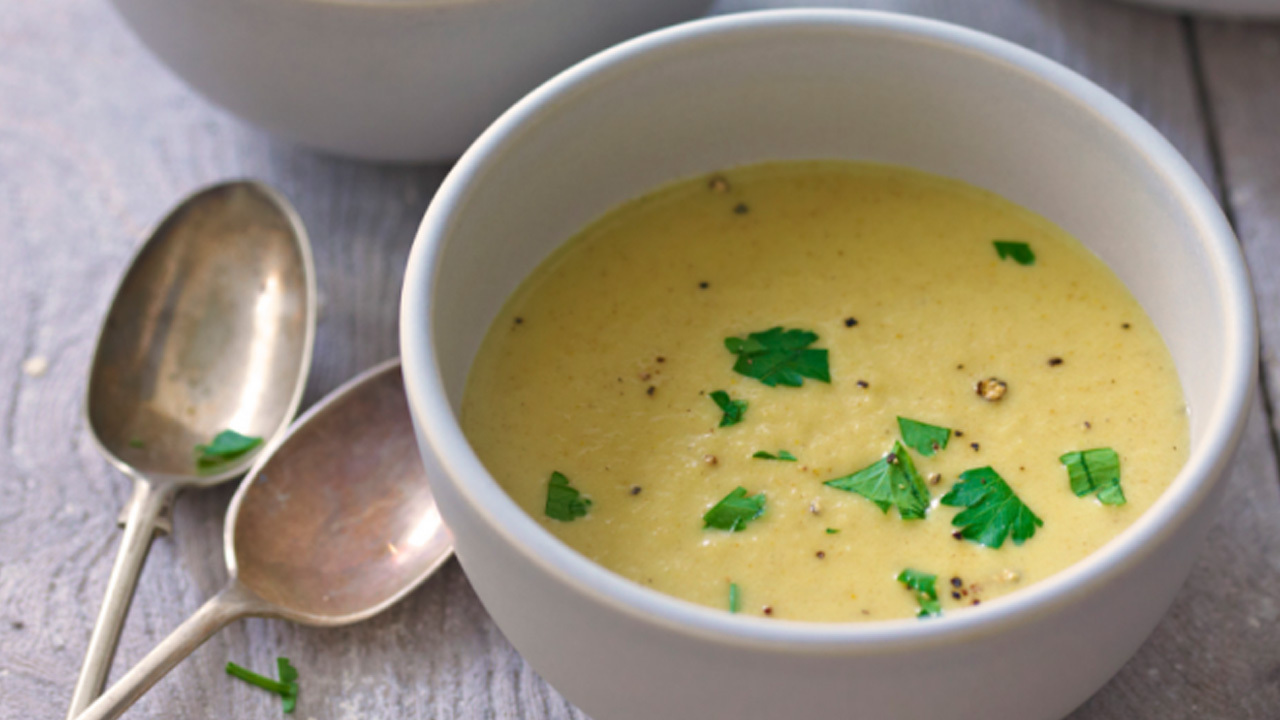 Spiced Parsnip and Apple Soup with Parsnip Crisps