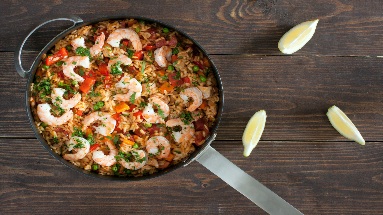Fully Loaded Paella with Prawns