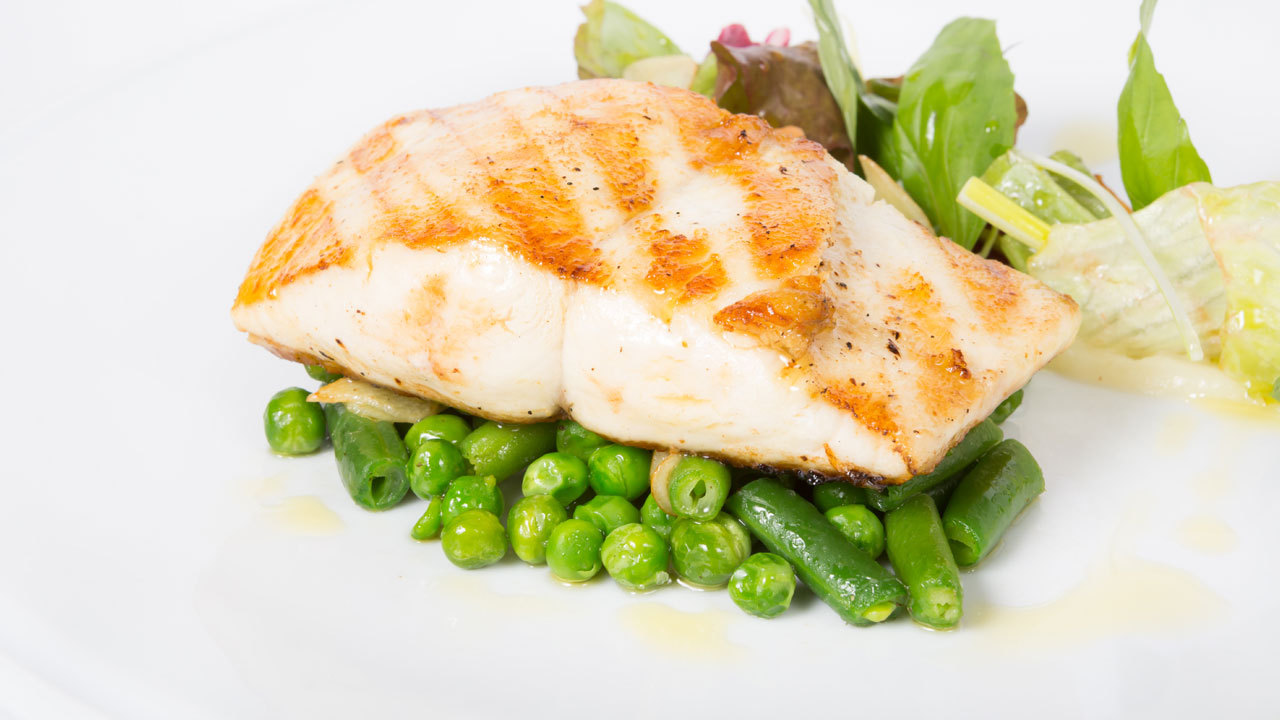 Baked Cod, Pistachio Crust, and Kale Salad