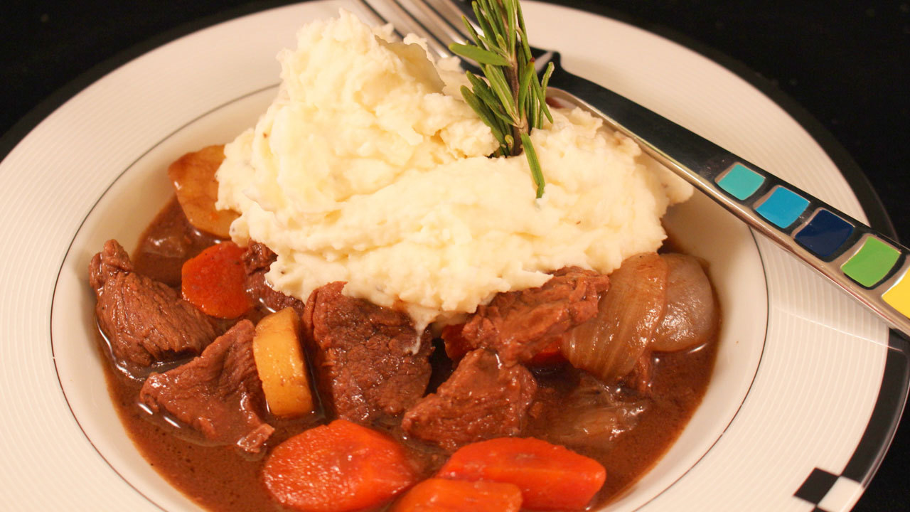 Joe?s Beef and Guinness Casserole with Potatoes Champ