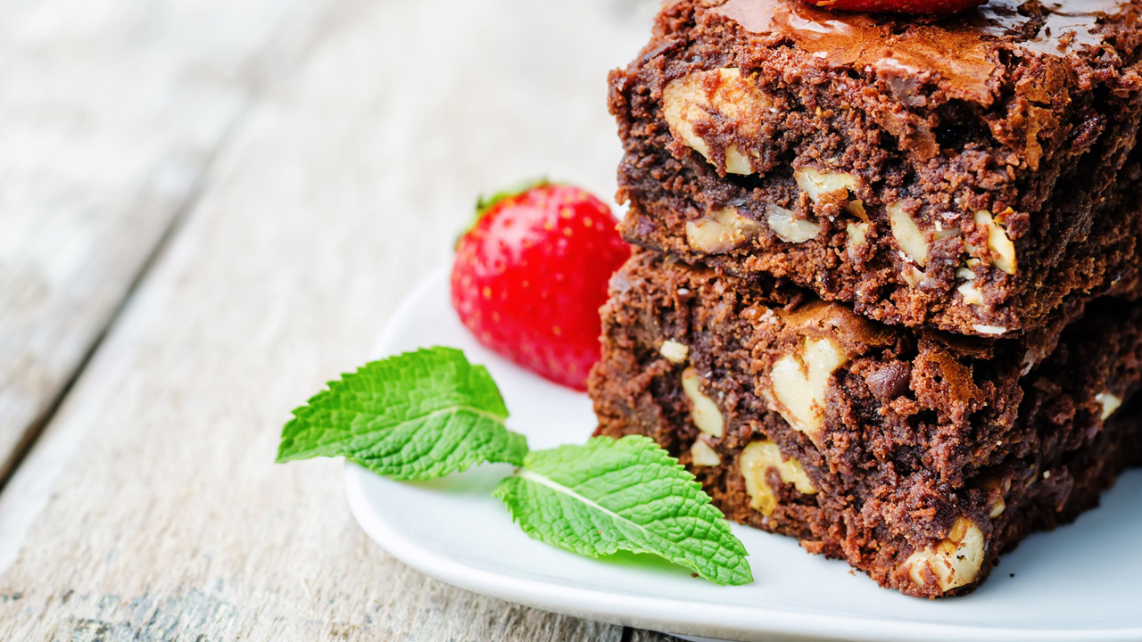 Refined Sugar Free Walnut and Raspberry One Bowl Brownie