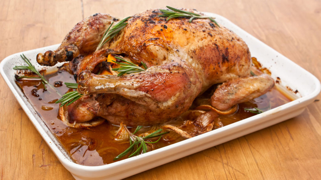 Whole Roasted Chicken with Chorizo Stuffing