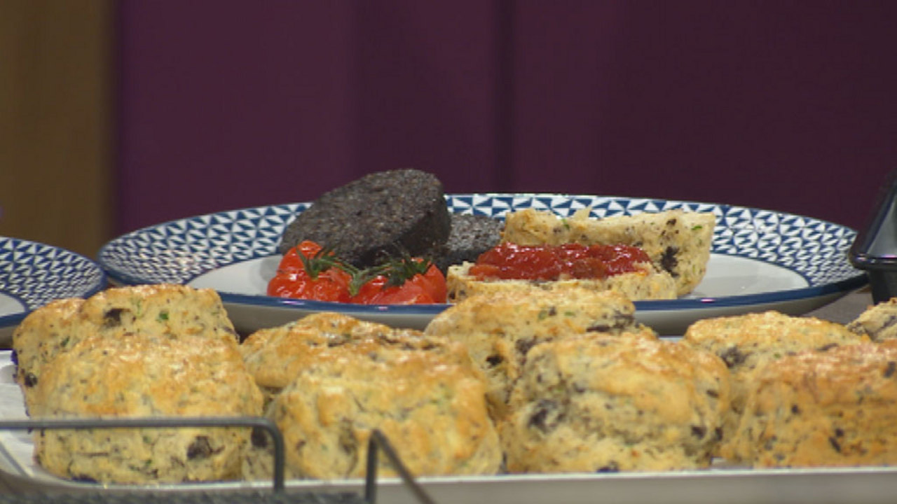 Black Pudding and Apple Scones