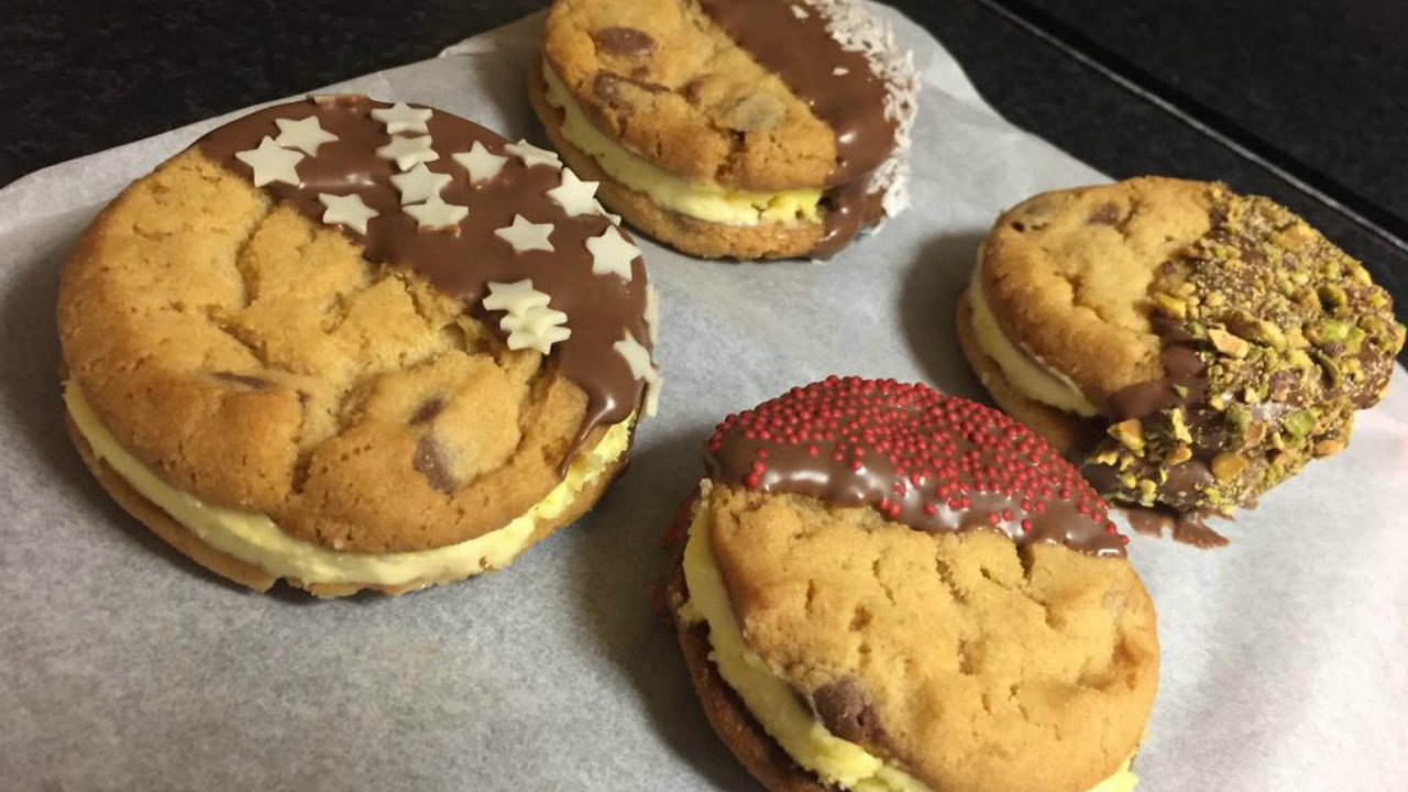 Chocolate Chip Cookie Sandwich with Clotted Cream