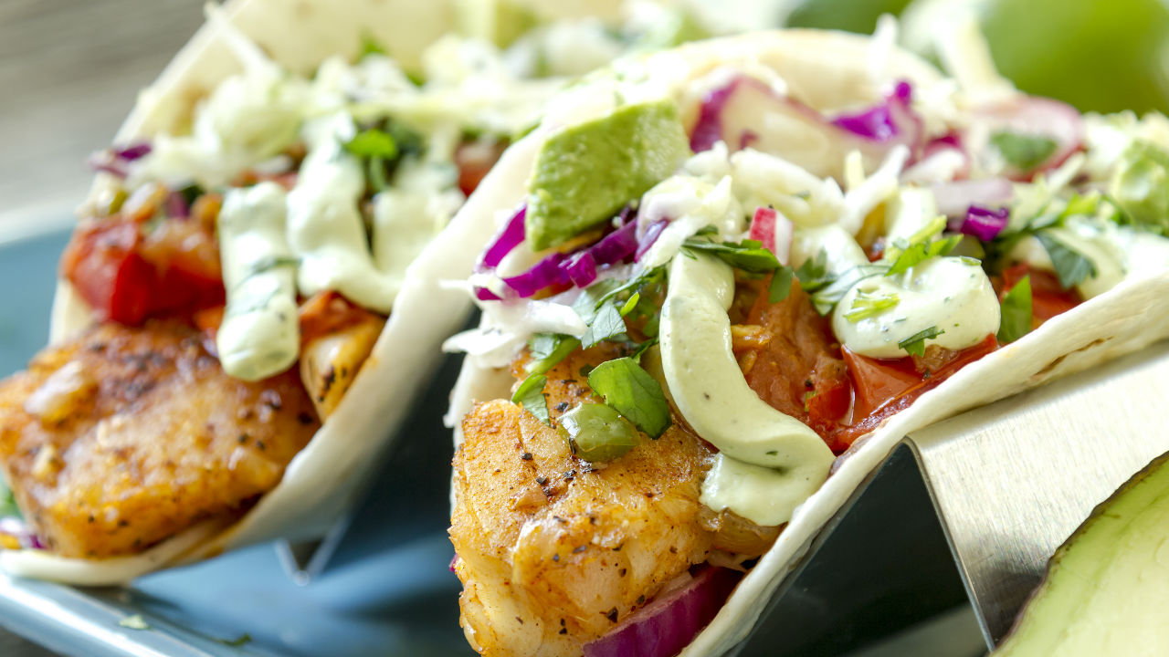 Cajun Monkfish and Prawn Tacos