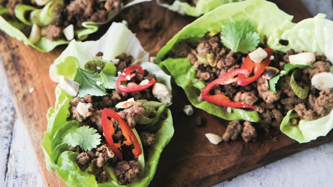 Stir-fried Asian Mince in Lettuce Cups