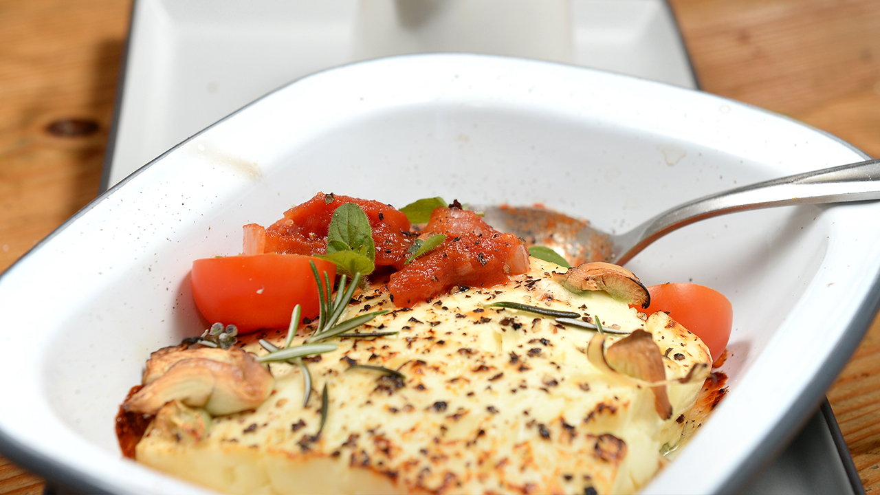 Baked Feta with Tomato and Herb Concassé
