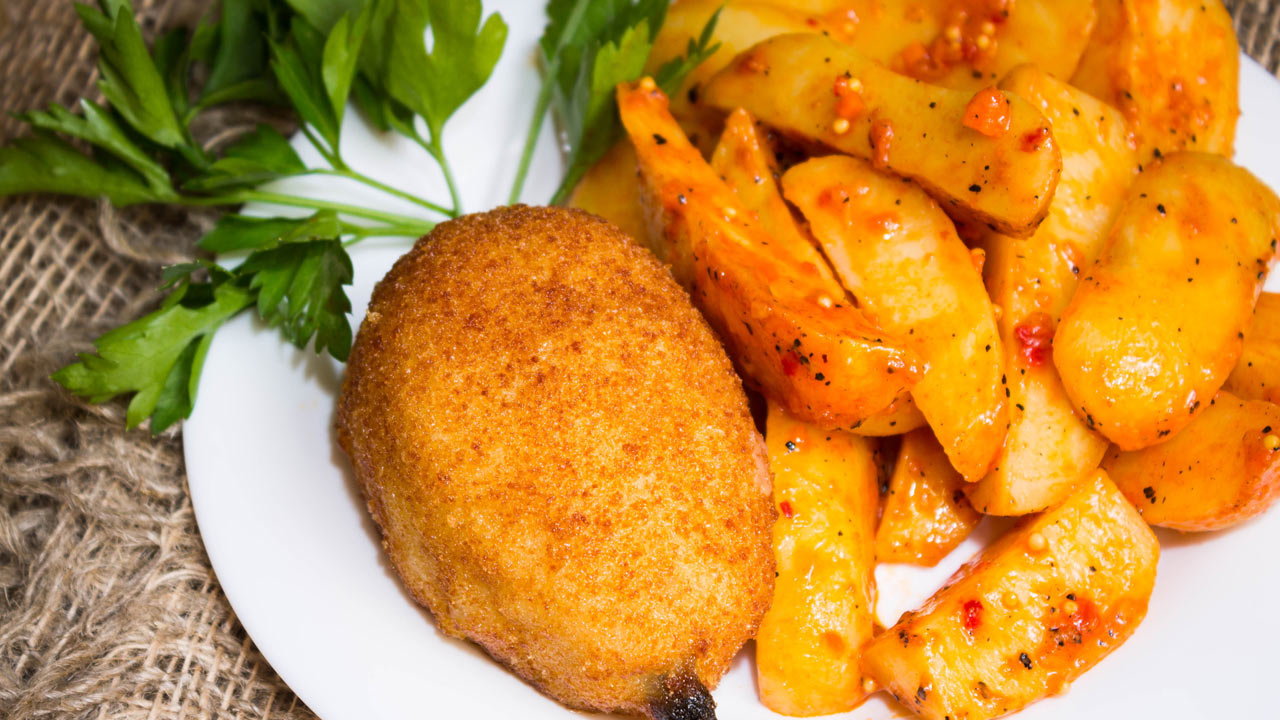 Deconstructed Chicken Kiev and Potato Parcels