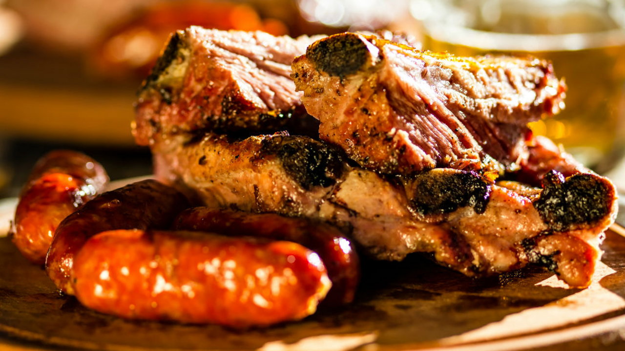 Skeleton BBQ Rubbed Ribs & Sticky Intestine Sausages