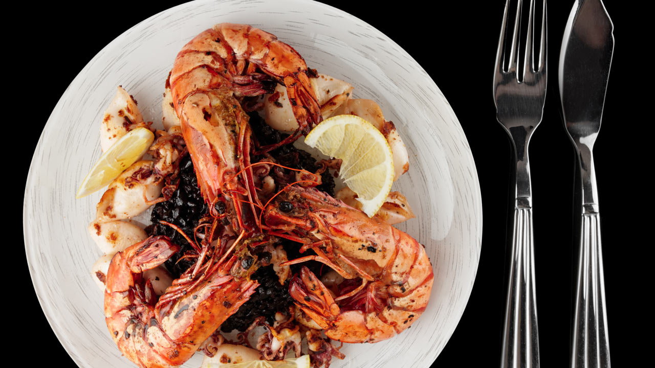 Jumbo Prawns with Green Fried Rice