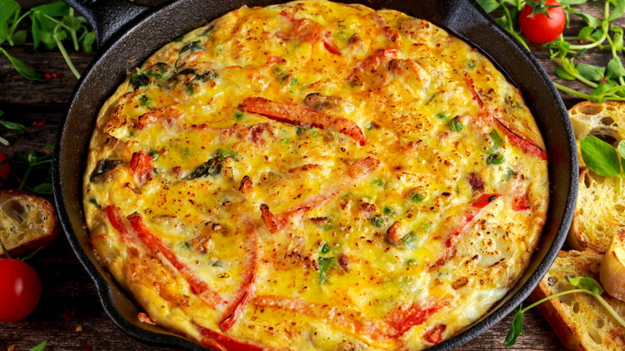 Bacon, cheese and potato frittata