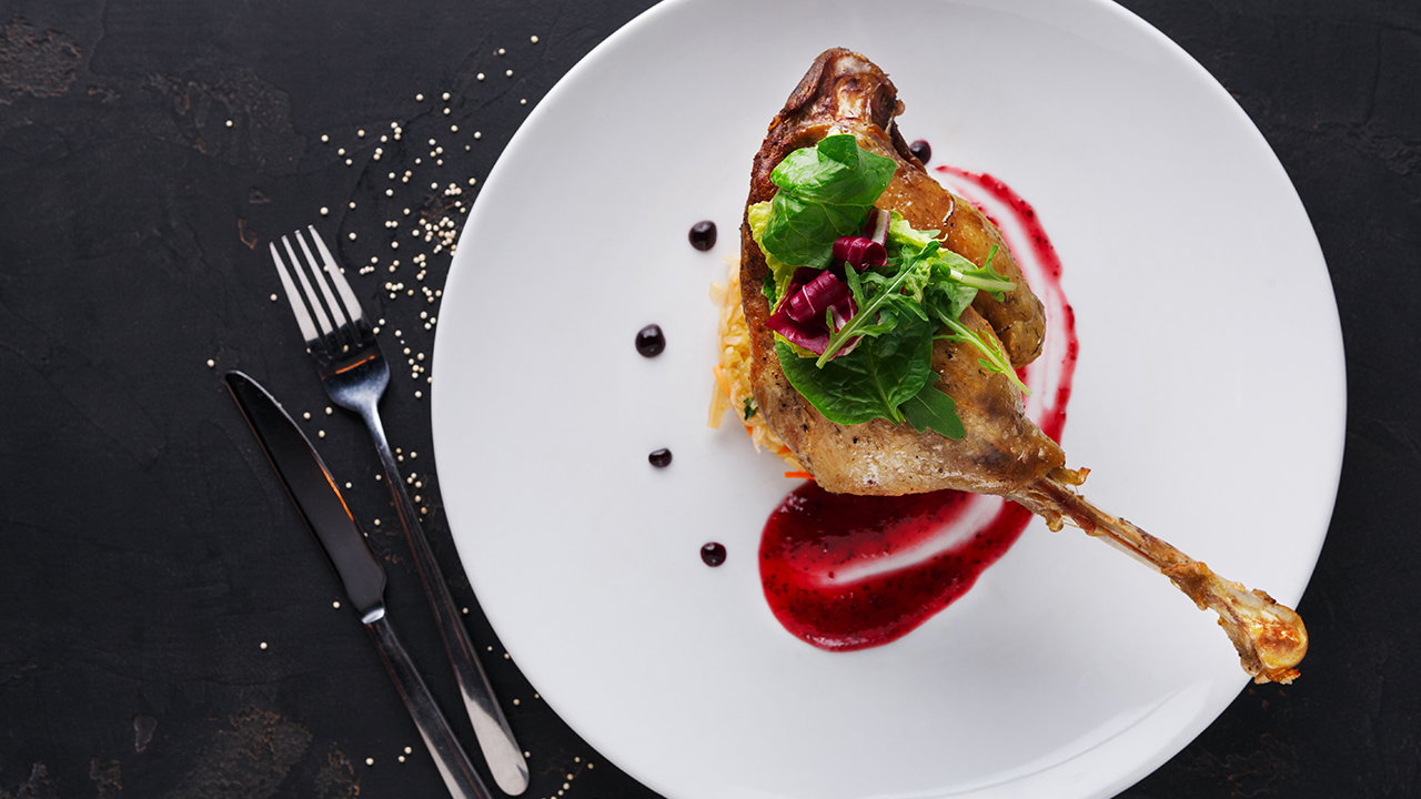 Confit Duck with Vegetable Crisps