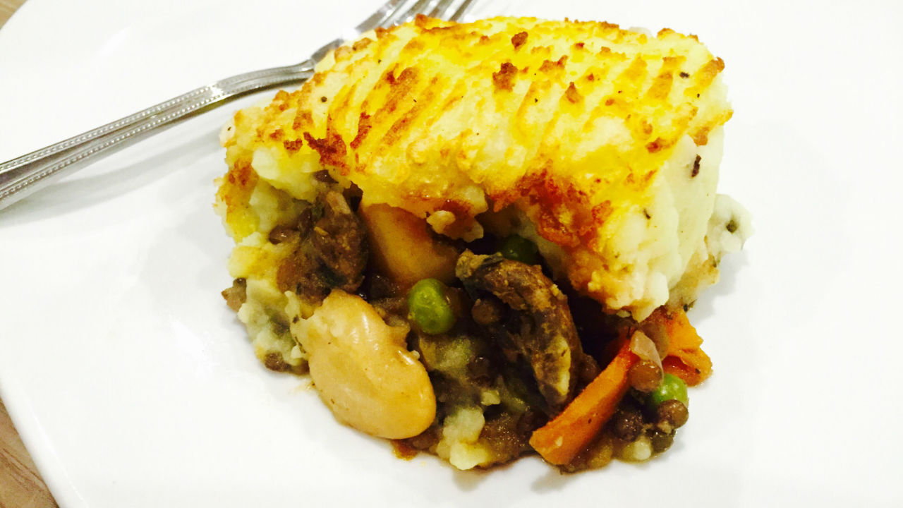Spicy lentil vegan shepherd?s pie