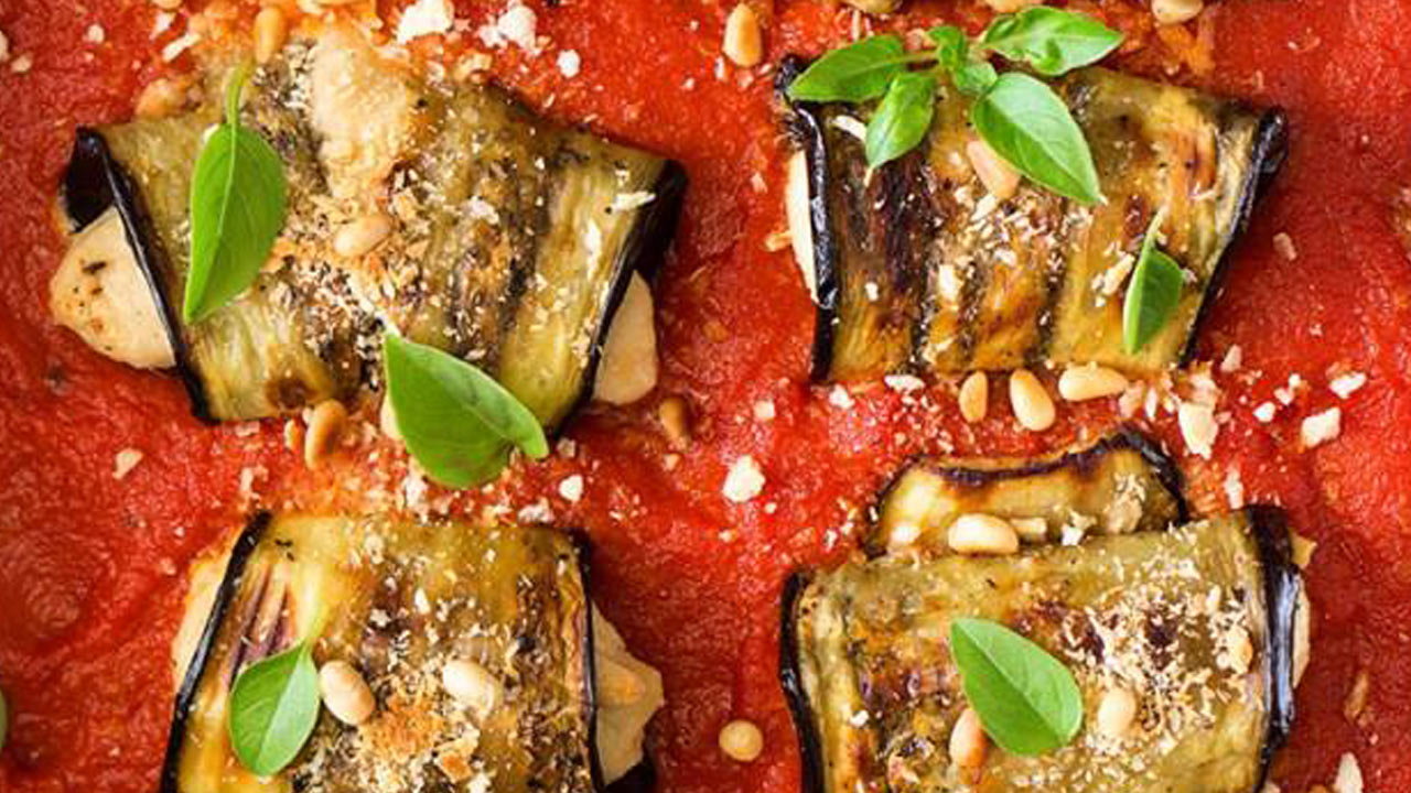 Vegan Aubergine Involtini with Almond Ricotta